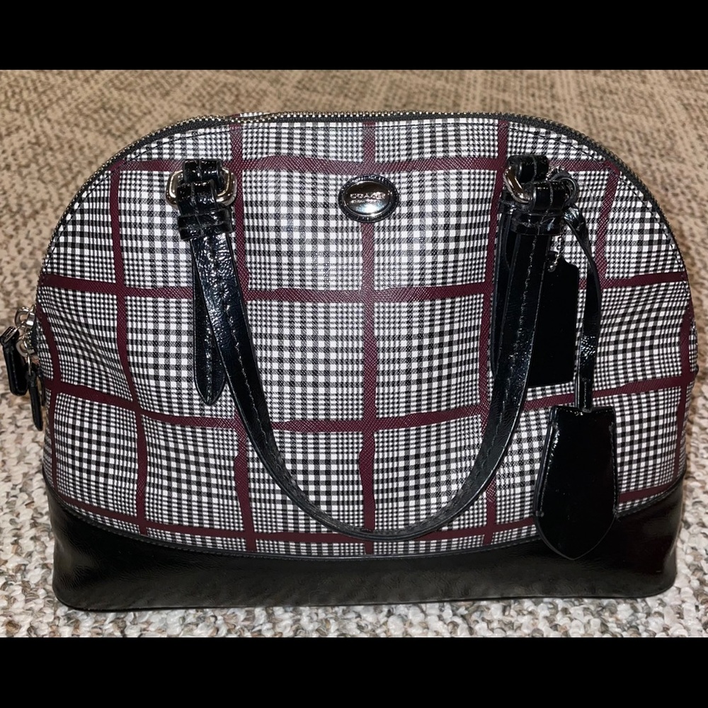 COACH Cora Peyton Dome Bag Leather Black